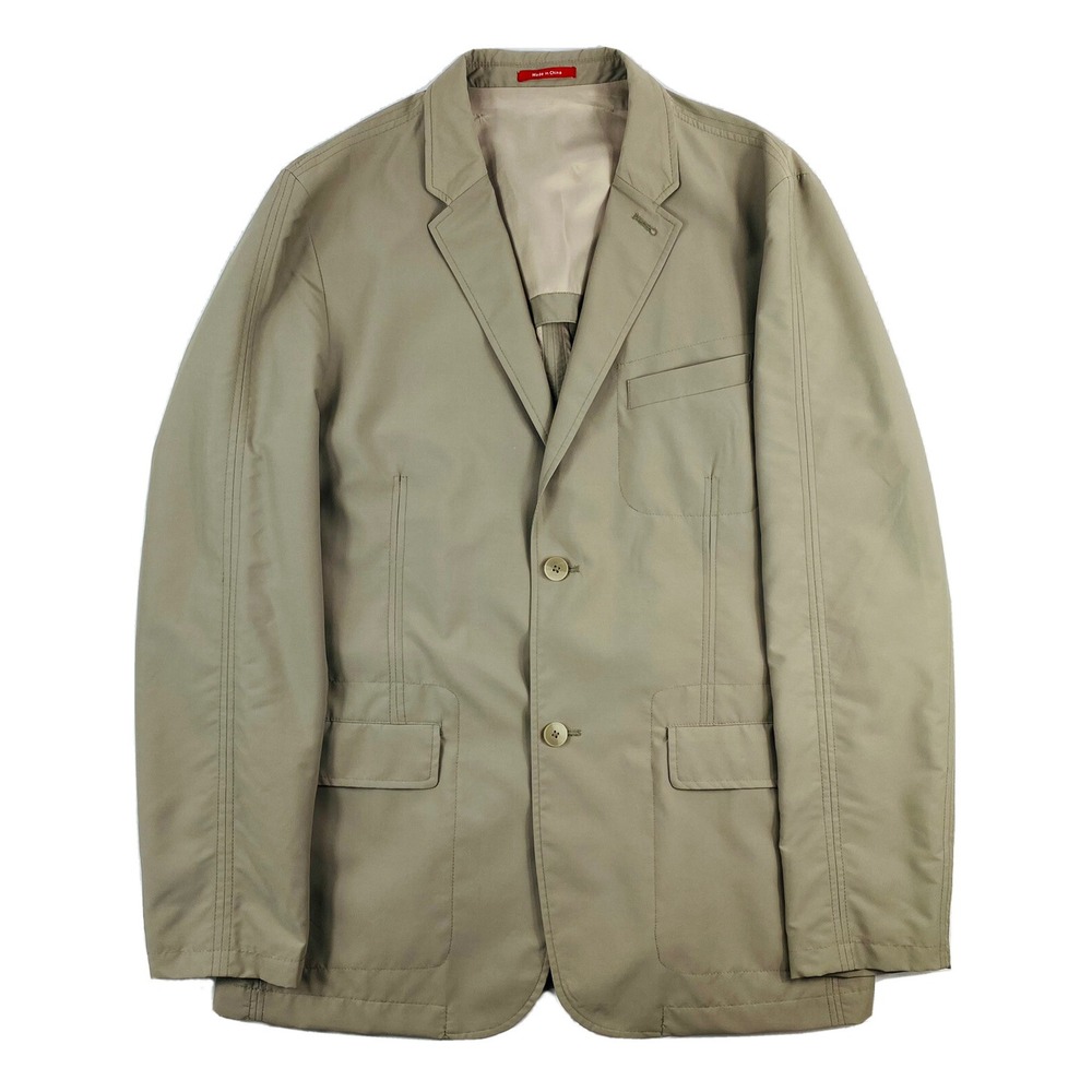 Saks Fifth Ave Red Loro Piana Rain System Lightframe Wool Nylon Tan Blazer L